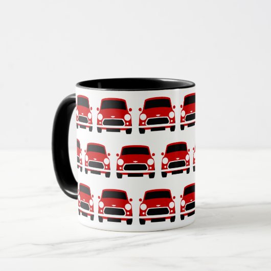 Red Classic Mini Car c/w Union Jack Tasse (Vorderseite Links)