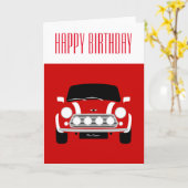 Red Classic Mini Cooper Karte (Gelbe Blume)
