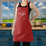 Red Classic Monogram Name Business Schürze<br><div class="desc">Ein klassischer roter Hintergrund. Personalisieren und fügen Sie Ihren Vornamen,  Monogramm-Initialen und vollständigen Namen. Verwenden Sie Ihre Backspace-Taste,  um sie zu löschen,  wenn Sie die Schürze ohne Ihren vollständigen Namen gewollt haben.</div>