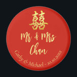 Red classic Mr & Mrs Chinese wedding double xi  Magnet<br><div class="desc">Realize your dream wedding with an oriental touch! You can customize the design by adding your names and wedding date etc. You are also welcome to reach out to me for any special design which is uniquely for you. Double happiness symbol and red decorations are the must have items for...</div>