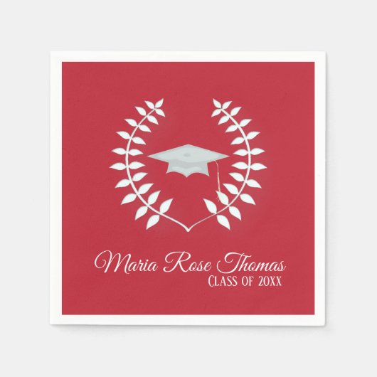 Red Classic Personalisiert Abschluss Serviette (Vorderseite)