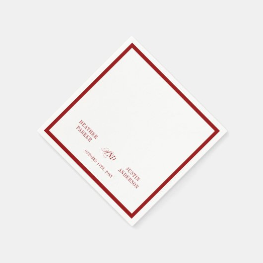 Red Classic Simple Minimalistisch Wedding Serviette (Ecke)