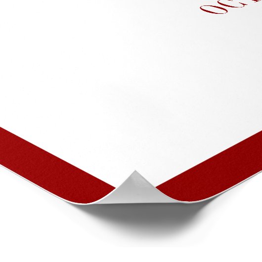 Red Classic Simple Minimalistisch Wedding Willkomm Poster (Ecke)