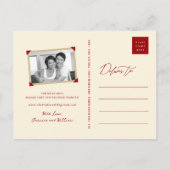 Red Classic Square Double Happy Chinesisches Foto Ankündigungspostkarte (Rückseite)