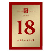 Red Classic Square Double Xi Gold Chinesisch Hochz Tischnummer (Rückseite)