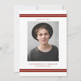 Red Classic Stripes Moderner Foto Abschluss Ankündigung