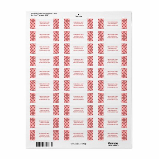 Red Classy Diamond Holiday Address Labels (Vorne)