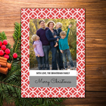 Red Classy Diamond Holiday Foto Flat Card