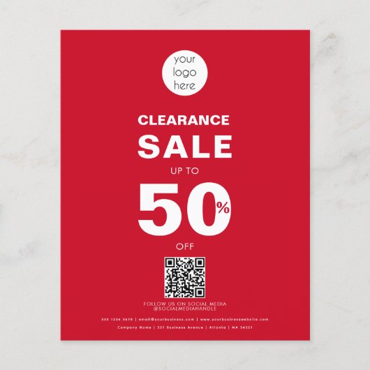Red Clearance Sale Shop Einzelhandelslogo Flyer (Vorne)