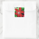 Red Clematis Climbing Blume Quadratischer Aufkleber (Tasche)