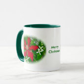 Red Clematis Frohe Weihnachten Tasse (Vorderseite Links)