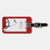 Red Clipboard Medical with Stethoscope Gepäckanhänger (Vorderseite horizontal)