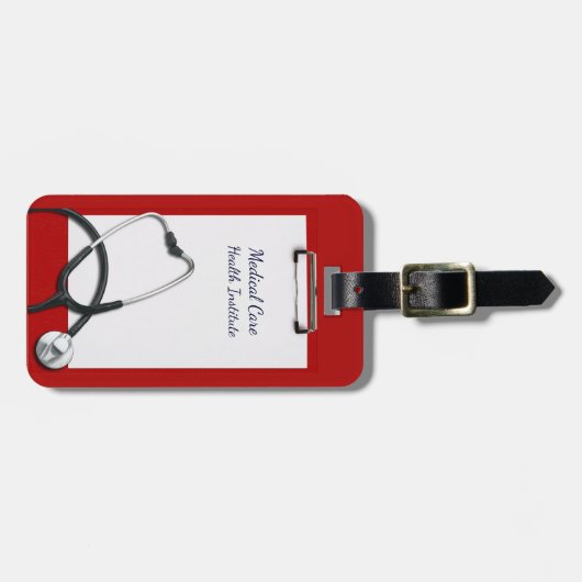 Red Clipboard Medical with Stethoscope Gepäckanhänger (Vorderseite horizontal)