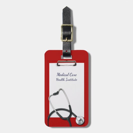 Red Clipboard Medical with Stethoscope Gepäckanhänger (Vorderseite vertikal)