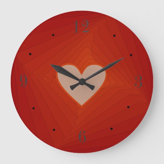Red Clock mit Liebe Herzzentrum>Valentingeschenke Große Wanduhr (Vorderseite)