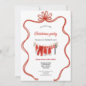 Red clothesline christmas invitation einladung (Vorderseite)