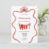 Red clothesline christmas invitation einladung (Stehend Vorderseite)