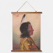 Red Cloud (Makhpiya-luta) Tapestry Wandteppich Mit Holzrahmen (Vorderseite)