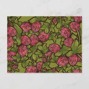 Red Clover Blume Spring Pattern Postkarte