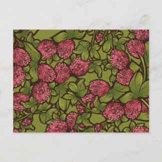 Red Clover Blume Spring Pattern Postkarte