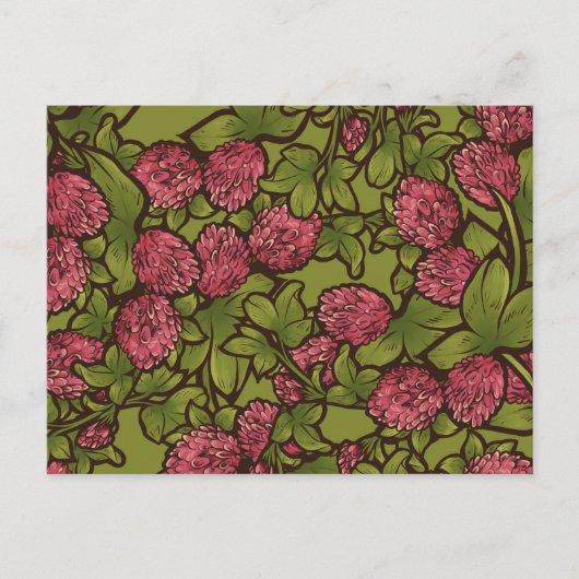 Red Clover Blume Spring Pattern Postkarte (Vorderseite)