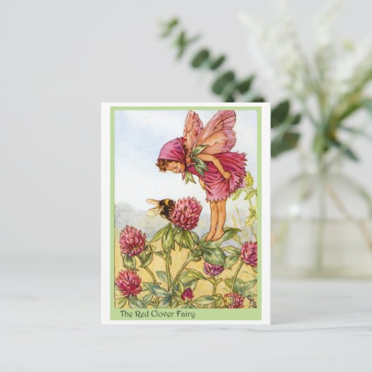 Red Clover Fairy Postkarte (Stehend Vorderseite)