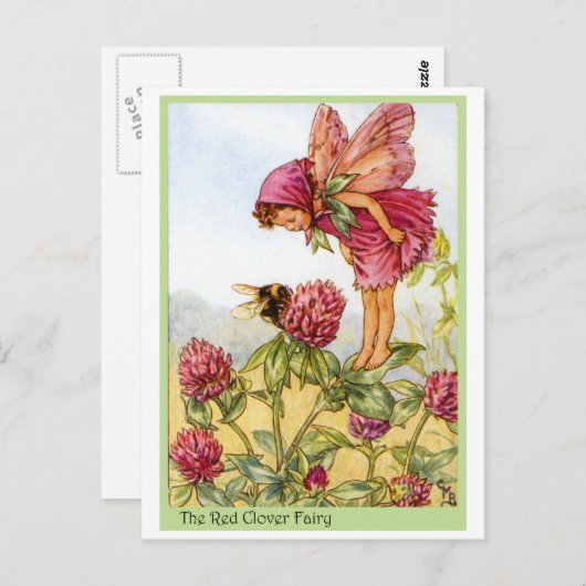 Red Clover Fairy Postkarte (Vorne/Hinten)
