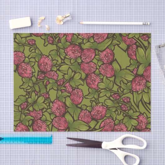 Red Clover Garden Pattern Seidenpapier (Handwerk)