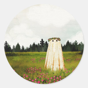 Red Clover Ghost Runder Aufkleber