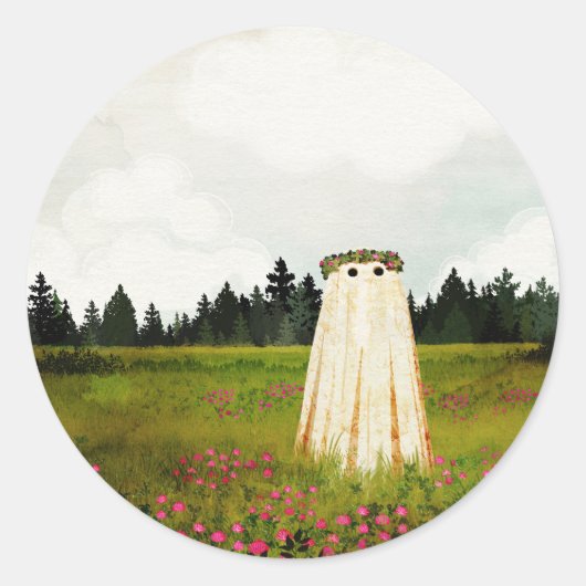 Red Clover Ghost Runder Aufkleber (Vorderseite)