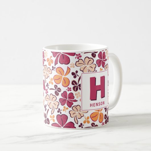 Red Clover Kleeblatt Mit Monogramm St. Patrick`s D Kaffeetasse (VorderseiteRechts)