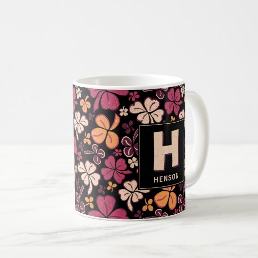 Red Clover Kleeblatt Mit Monogramm St. Patrick`s D Kaffeetasse (VorderseiteRechts)