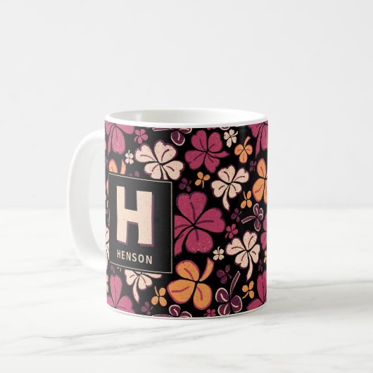 Red Clover Kleeblatt Mit Monogramm St. Patrick`s D Kaffeetasse (Vorderseite Links)