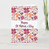 Red Clover Kleeblatt Pattern St Patrick`s Day Karte (Vorderseite)