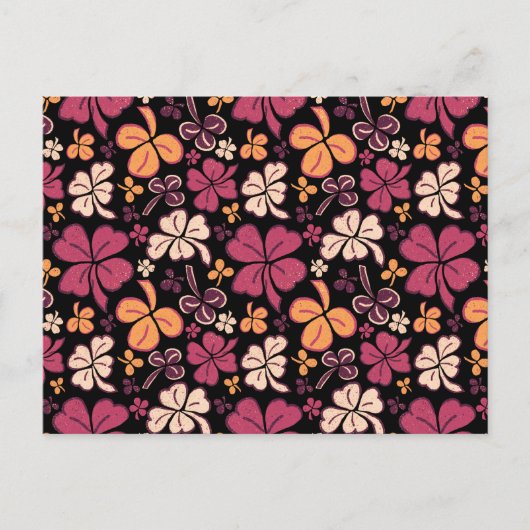 Red Clover Kleeblatt Pattern St Patrick`s Day Postkarte (Vorderseite)