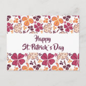 Red Clover Kleeblatt Pattern St Patrick`s Day Postkarte (Vorderseite)