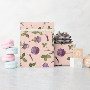 Red Clover Pink Baby Dusche Packpapier