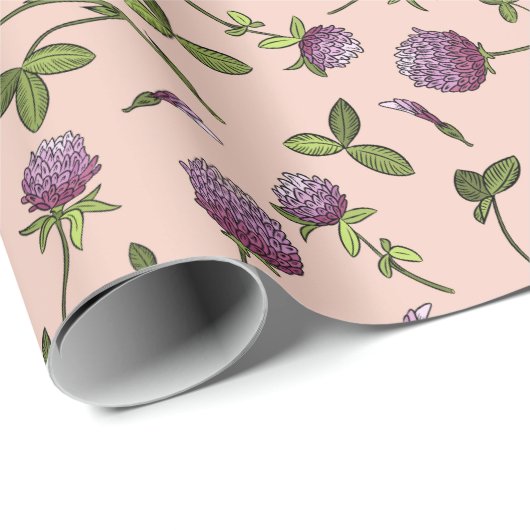 Red Clover Pink Baby Dusche Packpapier (Rolleneckpunkt)