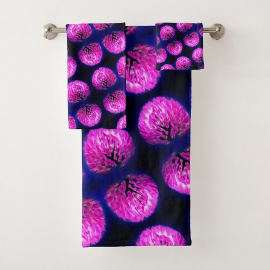 Red Clover Wildblume Abstraktes Muster Badhandtuch Set (Insitu)
