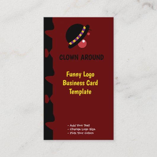 Red Clown Comedy Funny Logos Visitenkarte (Vorderseite)