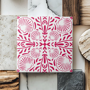 Red Coastal Sheashell Coral Kitchen Backsplash Fliese