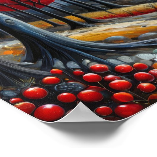 Red Coat Kind, das nachts den Wald erkundet Poster (Ecke)