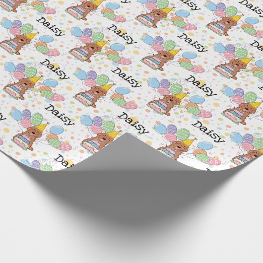 Red Cockapoo Cavapoo Dog Birthday Geschenkpapier (Ecke)