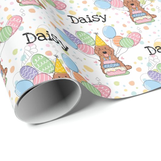 Red Cockapoo Cavapoo Dog Birthday Geschenkpapier (Rolleneckpunkt)