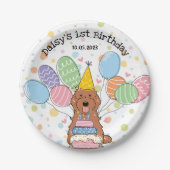 Red Cockapoo Cavapoo Dog Birthday Pappteller (Vorderseite)