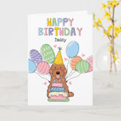 Red Cockapoo Cavapoo Dog Happy Birthday Karte (Gelbe Blume)