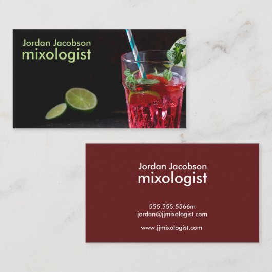 Red Cocktail Business Cards Visitenkarte (Vorne/Hinten)