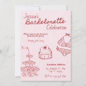 Red Cocktail Junggeselinnen-Abschied Einladung (Vorderseite)