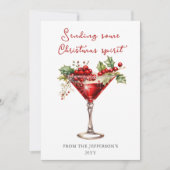 Red Cocktail Weihnachtsgeist Feiertagskarte (Vorderseite)