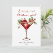 Red Cocktail Weihnachtsgeist Feiertagskarte (Stehend Vorderseite)